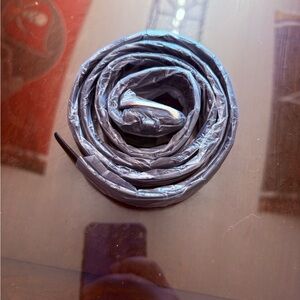 Black Faux Leather Belt Gold Buckle Adjustable Size M/L NWT